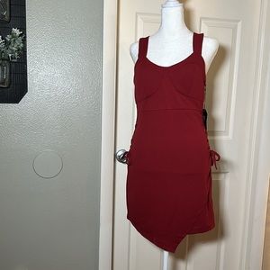 Beautiful deep red burgundy asymmetrical dress